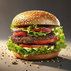 Rim Light Hamburger in Technical Drawing Style