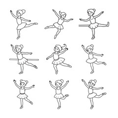 Fototapeta premium line art of baby dancing set bundle on the white background