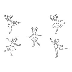 Naklejka premium line art of baby dancing set bundle on the white background