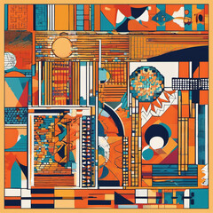 Pixel Geometry Artwork of Minor Heat in Screenprint Style