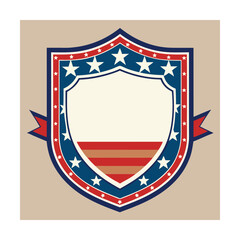 Vintage Shield Frame with American Flag Border Design