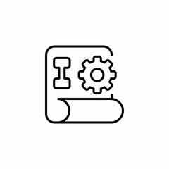 blueprint gear plan icon sign vector
