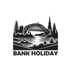 Obraz premium Bank Holiday (New South Wales) Silhouette Vector Illustration, Solid White Background.