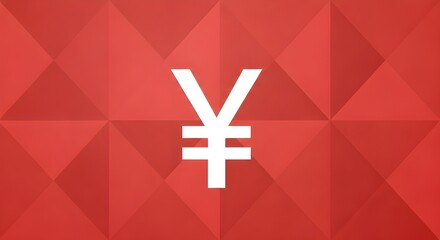 Obraz premium Yen symbol on red polygonal background. Business and finance concept.