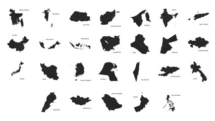 Fototapeta premium Vector illustration set with simplified maps of Variant Countries