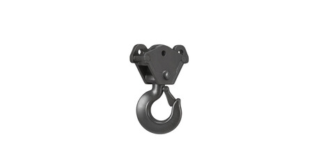 Black metal hook for lifting and hanging objects indoors  isolated on a transparent background 