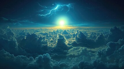 Obraz premium Sublime celestial view of clouds and lightning.