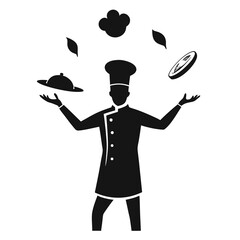 Skilled Chef Showcasing Multitasking with Kitchen Tools and Food