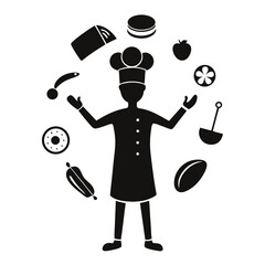 Professional Chef Juggling Kitchen Items with Skill and Precision