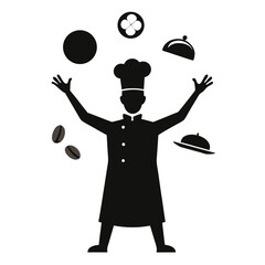 Talented Chef Performing Culinary Juggling Act with Food Items