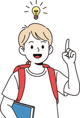 Creative Child with Backpack: Bright Idea and Inspiration - Illustration.