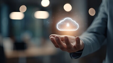 Cloud computing security services data protection and storage technology hand