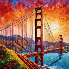 Impasto Style Golden Gate Bridge Cinegraph Animation