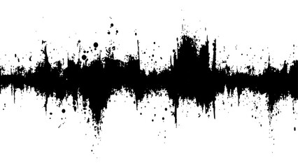 Vector brush grunge texture. Soundwave with ink splatter effect, black and white. Modern art projects, and creative backgrounds.	

