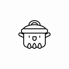 smiling cooking pot icon sign vector