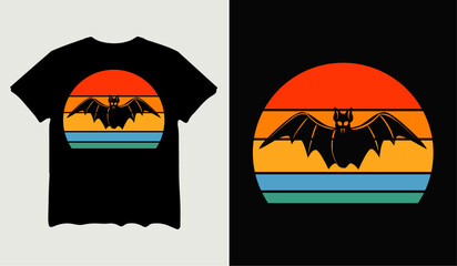 Bat halloween vampire vintage retro t-shirt design for t-shirt quotes or poster svg printable cut file