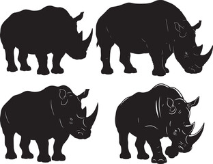 Wild rhino silhouette vector illustration