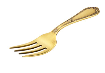 Isolated Ornate Antique Golden Fork Cutlery