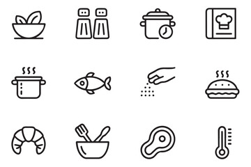 Cooking and Food Preparation Line Icon Set