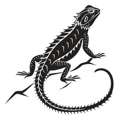 silhouette spiny tailed lizard on white background