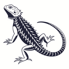 silhouette spiny tailed lizard on white background