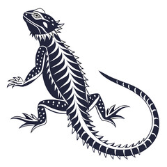 silhouette spiny tailed lizard on white background