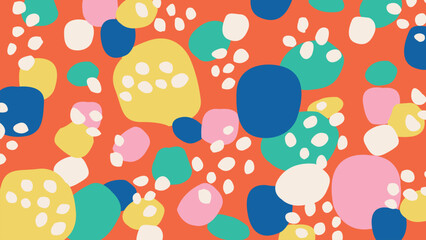 Colorful abstract blob art red background