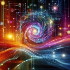 Fototapeta premium Green technology and eco innovation for sustainable growth. A biotechnology visualization of AI and environment synergy for an eco-friendly, futuristic sustainability.