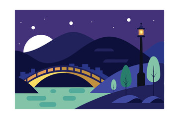 night landscape with houses