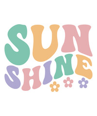 Sun shine Retro Summer Bundle SVG, Beach wavy, Trendy svg, Funny Beach Quotes Svg, Summer Cut Files, Groovy aesthetic svg, wavy files for cricut