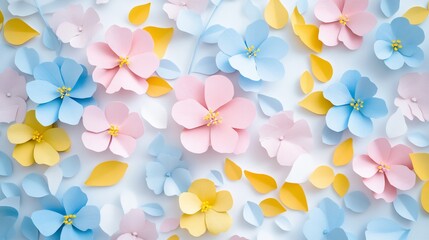 Delicate paper flowers in pastel colors