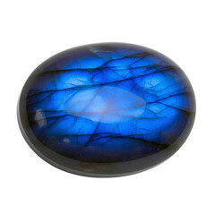 Oval labradorite gemstone with blue iridescent glow