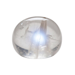 Polished moon quartz cabochon with internal glow