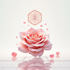 Single Rose Emoji — Elegant Red Rose Floral Illustration