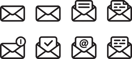 Email Communication Icons A Simple Yet Comprehensive Set for Modern Digital Correspondence Needs and Email Management Systems and Mobile Apps