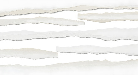 Textured White Paper Ripped Edges Collage Background, Delicate Paper Texture With Jagged Edges for Grunge Effect