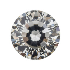 Faceted round zircon gemstone with brilliant clarity on transparent background