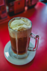 Root beer float in a diner in Makati City Philippines.