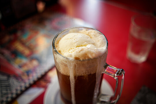 Root beer float in a diner in Makati City Philippines.
