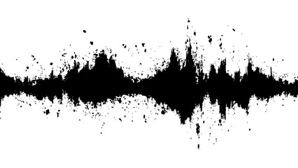 Fototapeta premium Vector brush grunge texture. Soundwave with ink splatter effect, black and white. Modern art projects, and creative backgrounds. 