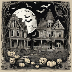 Monochrome Halloween Exploded View Digital Art