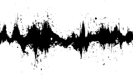 Vector brush grunge texture. Soundwave with ink splatter effect, black and white. Modern art projects, and creative backgrounds.	
