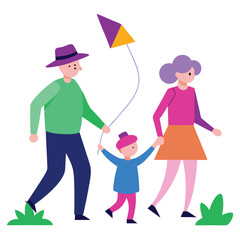 Happy Family Enjoying a Sunny Day Flying a Kite in a Park