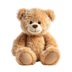 Obraz premium A fluffy brown teddy bear sits isolated on transparent background, its soft fur and sweet expression creating a heartwarming image