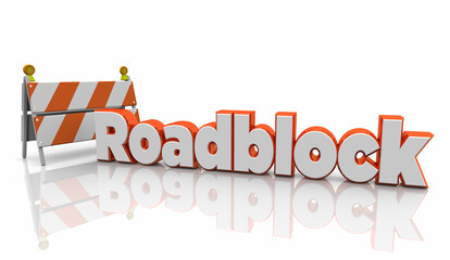 Roadblock Construction Barrier Barricade Warning Danger Obstacle Ahead 3d Illustration