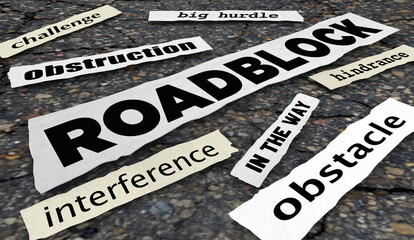 Roadblock News Headlines Challenge Problem Trouble Ahead Obstacle 3d Illustration