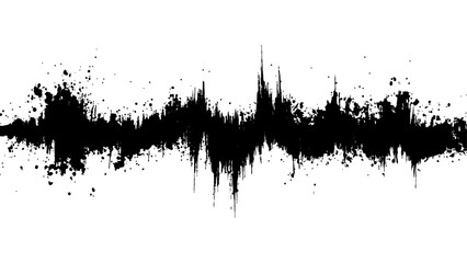 Vector brush grunge texture. Soundwave with ink splatter effect, black and white. Modern art projects, and creative backgrounds.	
