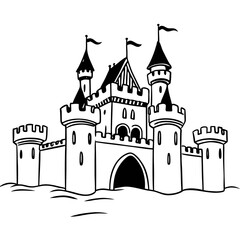 Vector Castle Illustration Hand Drawn Fairytale Kingdom Design