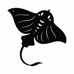 Black silhouette of a sea angel on white background