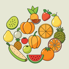 a collection of various fruits and vegetables.